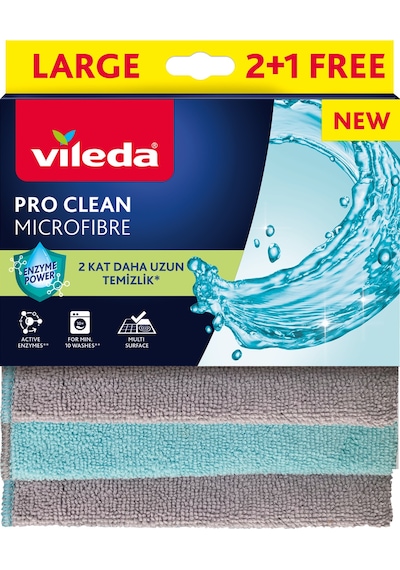 Vileda 3lü Pro Clean Enzim Teknolojili Mikrofiber Temizlik Bezi Vld0000000466 Renkli