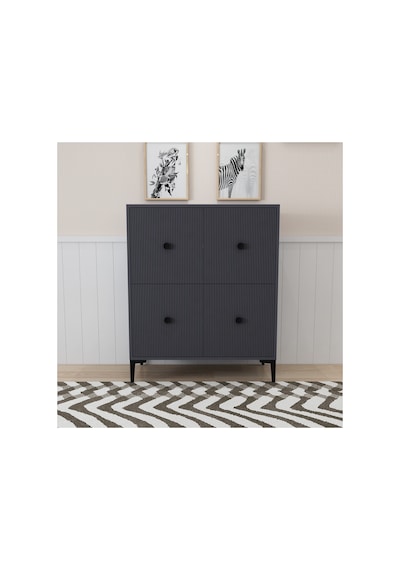 Ece 90 Cm , Lazer Desenli 4kapaklı 4 Raflı Ayakkabılık, Çok Amaçlı Dolap, Banyo Dolabı Antrasit Antrasit Ece 90 Cm , Lazer Desenli 4kapaklı 4 Raflı Ayakkabılık, Çok Amaçlı Dolap, Banyo Dolabı Antrasit Antrasit