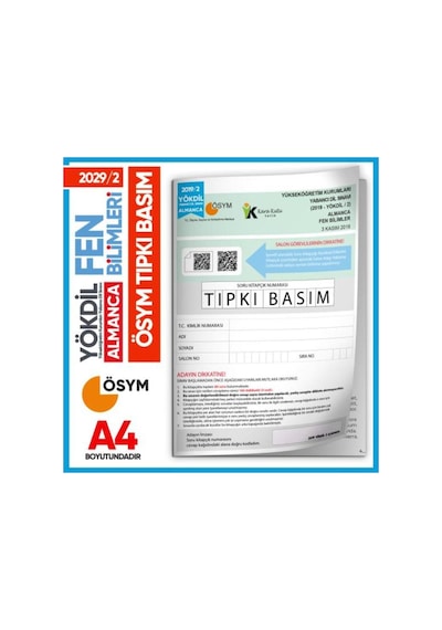 2019/2 Yökdil Almanca Fen Bilimleri Ösym Çıkmış Soru Tıpkı Basım
