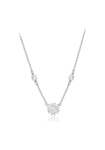 Zirkon Taşlı Kar Tanesi Motifli Platin Kaplama Kadın Kolye Silver