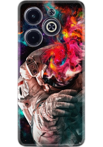Infinix Uyumlu Hot 40i Kılıf Resimli Desenli Silikon Platinium Series Fire Astronout 1847