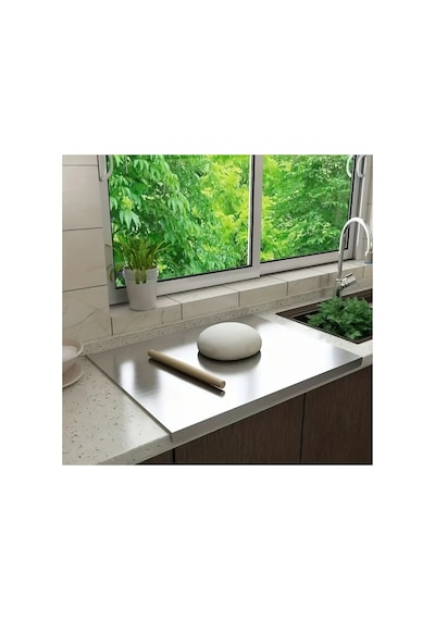 Paslanmaz Çelik Tezgah Koruyucu Kesme Tahtası 30cm X 40cm Çok Amaçlı Mutfak İçin Gri