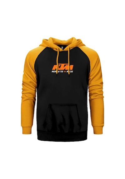 Ktm Ready To Race Text Sarı Renk Reglan Kol Kapşonlu Sweatshirt Sarı