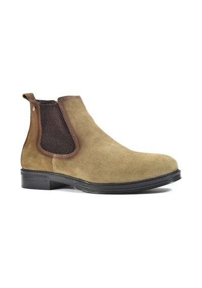 Ozgenc Shoes Hakiki Deri Kum Lastikli Casual Klasik Erkek Bot Kum