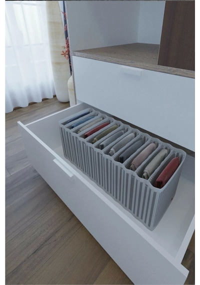 11 Bölmeli Dolap Ve Çekmece Içi Düzenleyici Akordiyon Organizer M-00500 6 Adet Bordo