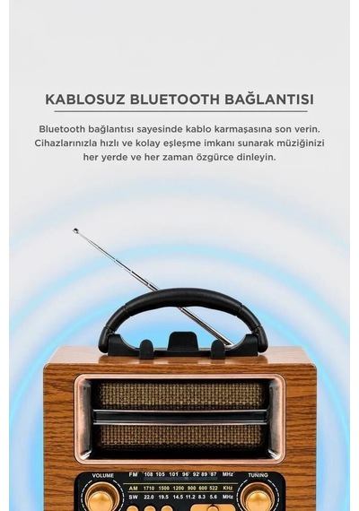 Premium Bluetooth Hoparlör Nostaljik Radyo Speaker Ns02 Altın Günün Hediyesi Hobi Ürünü Müzik