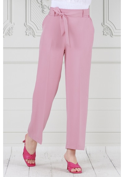 Sevitli Beli Bağlamalı Bol Paça Pantolon-pembe-3671-pembe Pembe