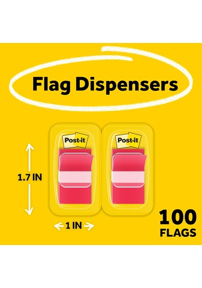 Bayraklar Standart Sayfa Bayrakları Dağıtıcı, Kırmızı, 50 Bayrak/dispenser, 2 Dispenser/paket Diğer