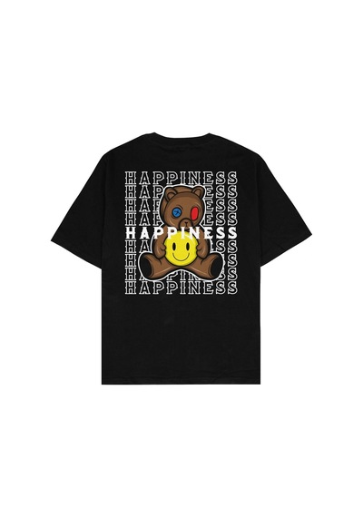 Adrift Happiness Siyah Oversize Unisex T-shirt Siyah