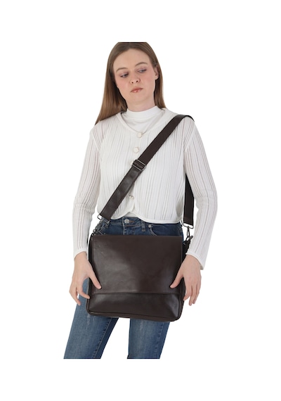 Erzeno Hakiki Deri Unisex Kahverengi Laptop Çantası Notebook Çantası Macbook Çantası Ve Evrak Çantası Kahverengi - 771182288 Kahverengi