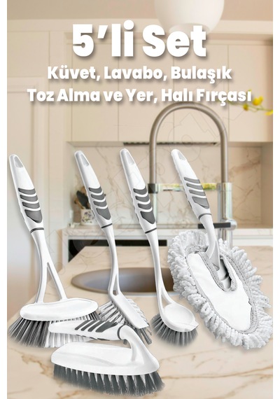 Banyo Bulaşık Lavabo Toz Alma ve Halı Fırça Seti 5'li