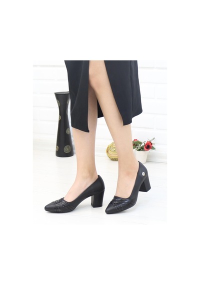 Nesilshoes Nesil Shoes Desca 616 Siyah Topuklu Kadın Ayakkabı
