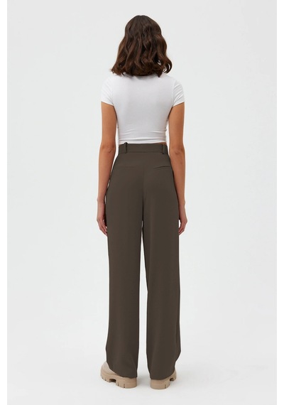 Açelyaokcu Premium Lowry Wide Leg Palazzo Dokuma Pantolon Vizon