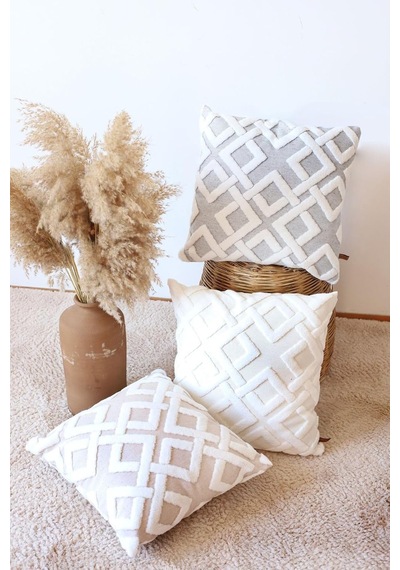 Hamur Jakarlı Kırlent 43x43 Cm Mila Gri Diğer