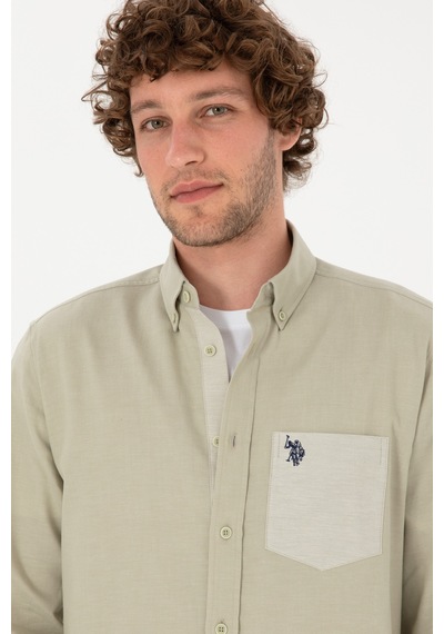 U.S. Polo Assn. Erkek Açık Haki Uzun Kollu Cepli Gömlek 50316653-VR183 U.S. Polo Assn. Erkek Açık Haki Uzun Kollu Cepli Gömlek 50316653-VR183