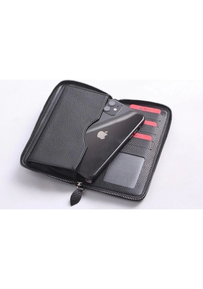 Ozka Leather Collection Kişiye Özel Telefon Bölmeli Deri  Cüzdan
