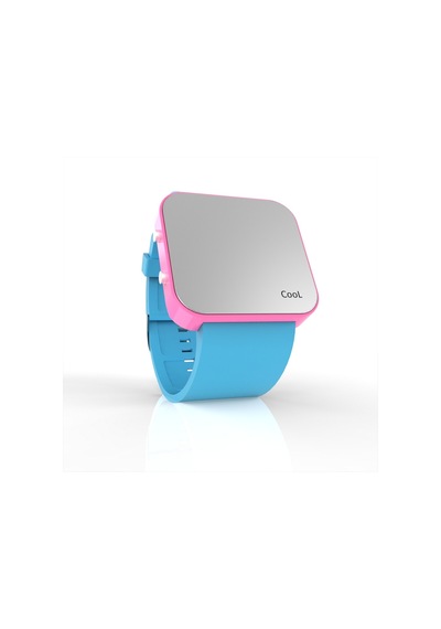 Cool Watch Saat - Pembe Led Kasa - Turkuaz Kayış Unisex