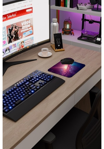 Galaksi Kaymaz Dikişli Kauçuk Oyuncu Mousepad V3 - 22x18 Gaming Mouse Pad Fare Altlığı