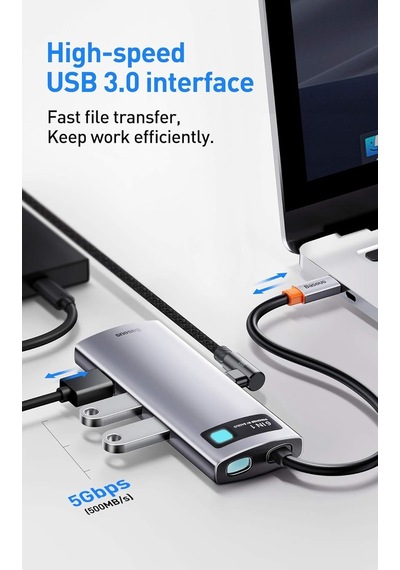 Metal Gleam 6 İn 1, Çok Fonksiyonlu Bilgisayar/telefon Hub Adaptörü, Gri, Bağlantı Sayısı: 6, G
