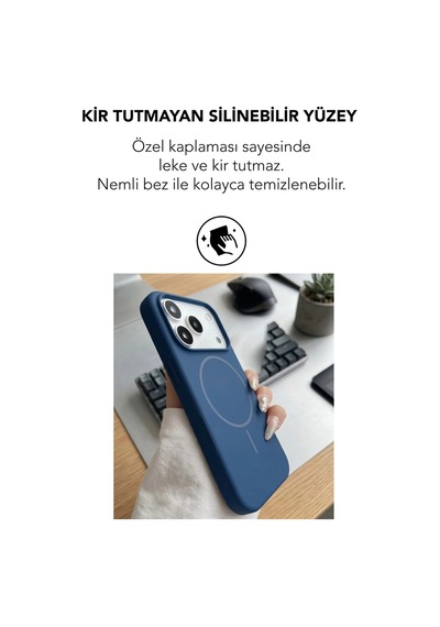Apple İphone 17 Pro Uyumlu Magsafe Lansman Silikon Kılıf Lacivert