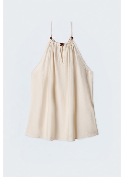 Sateen Aksesuar Detaylı Bluz - Taş-137621