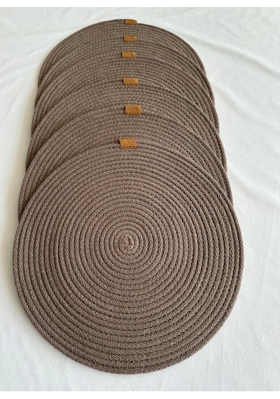 Yuvarlak Amerikan Servis Sofra Altlığı, Masa Dekoru Supla 33x33 6lı Sepya