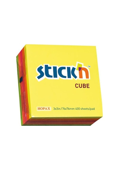 Hopax Stıckn Yapışkanlı  Not Kağıdı Küp Fosforlu 400 Yp 76x76 5 Re