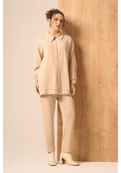 Ftz Women Kadın Taşlı Takım Beige 30938 Beige
