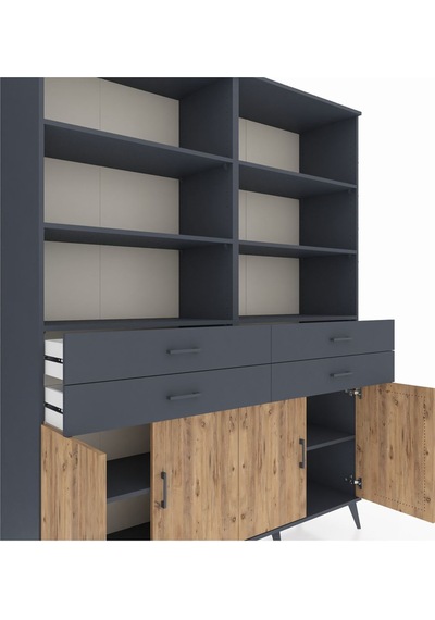Hyperion Gardrop 8 Raflı 4 Çekmeceli 4 Kapaklı 176x44x221 Antrasit-çam/antrasit Çam/antrasit Hyperion Gardrop 8 Raflı 4 Çekmeceli 4 Kapaklı 176x44x221 Antrasit-çam/antrasit Çam/antrasit