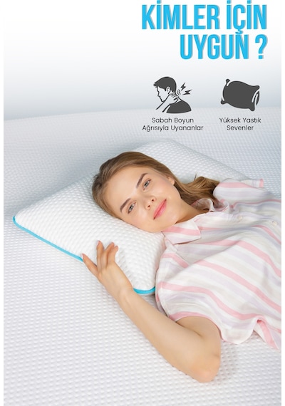 Viscofoam Yüksek Boyun Destekli Ortopedik Yastık Tombul Visco Yastık - 59x39x15.5cm