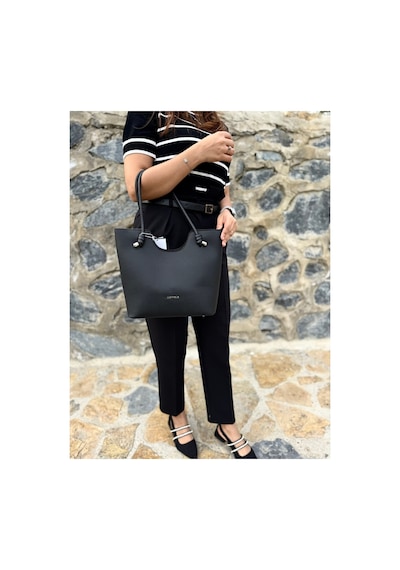 Just Polo Kadın Yeni Sezon Yumuşak Deri Lüks El Çantası Shopper Siyah 29899765