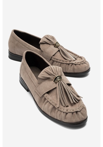 Luvi Shoes Marston Vizon Süet Püsküllü Kadın Loafer Ayakkabı