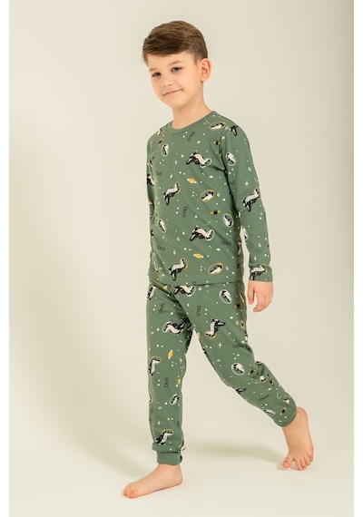 Rolypoly Erkek Çocuk Space Yeşil Uzun Kol Pijama Takım Rp3888-c-v1 Rp3888-c-v1