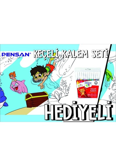 30x120 Boyama Rulosu Yaman Sualtı Macerası + Pensan 12'li Keçeli