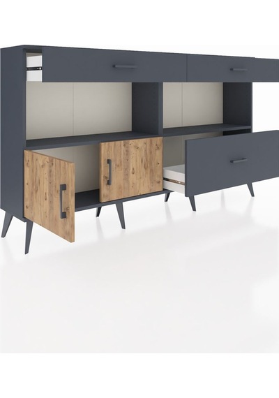 Arges Konsol 2 Raflı 3 Çekmeceli 2 Kapaklı 176x30x99 Antrasit-çam Antrasit-çam/antrasit Arges Konsol 2 Raflı 3 Çekmeceli 2 Kapaklı 176x30x99 Antrasit-çam Antrasit-çam/antrasit