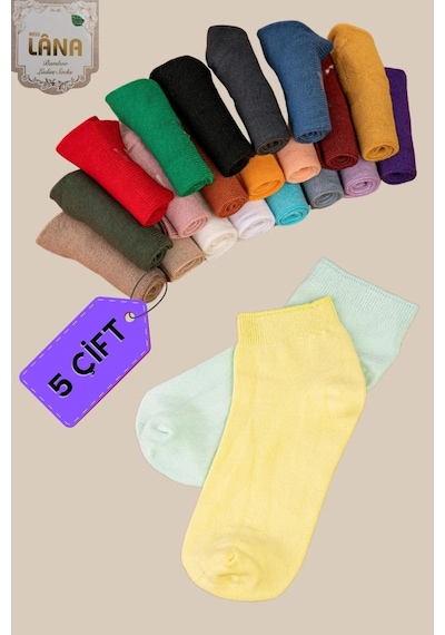 Kral Socks Kadın Bambu Patik Çorap 5 Çift Dikişsiz Parfümlü Kısa Çorap Asorti