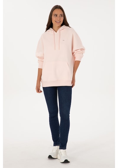 U.S. Polo Assn. Kadın Açık Pembe Şardonlu Kapüşonlu Sweatshırt 50313567-VR078