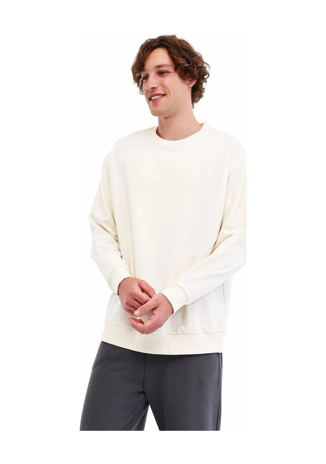 Lumberjack Sn75c Neck Erkek Sweatshırt 5pr Ekru