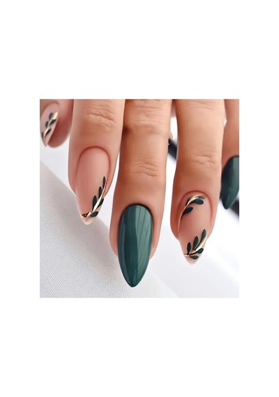 Nailist Greeny - Yeşil Altın Yaldızlı Bohem Yapışkanlı Tırnak Sticker Nail Art Tırnak Dövmesi