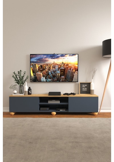 B3 Concept Nort Serisi Antrasit & Safir Meşe 2 Kapaklı Tv Ünitesi