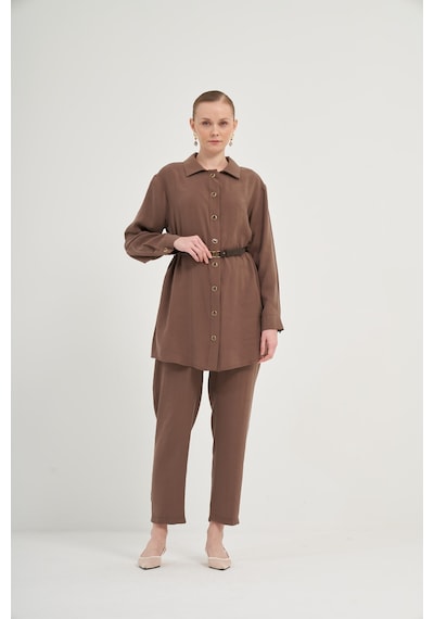 FTZ Women Ftz Pantolonlu Takım Kahve 31035 Kahve