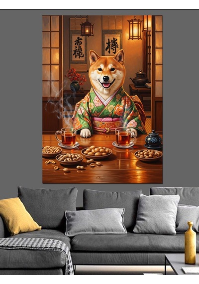 Ahşap Tablo Sushi Yiyen Japon Köpek