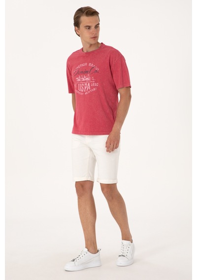 U.S. Polo Assn. Erkek Comfort Fit Vişne Bisiklet Yaka Tişört 50300239-VR223