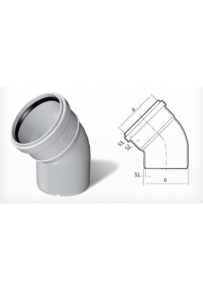 Fırat Pvc Dublex Açık Dirsek 45 1 Adet 50mm