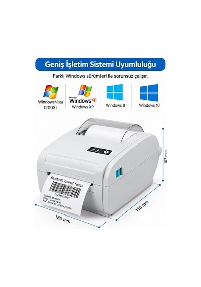 Rd 9210bl Termal Etiket Yazıcı 110mm, Bluetooth & Usb, Hızlı Baskı