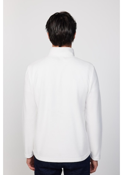 Tudors Erkek Dik Yaka Tüylenme Yapmayan Soğuk Geçirmez Standart Fit Rahat Kesim Polar Ekru Sweatshirt-30139-ekru Ekru