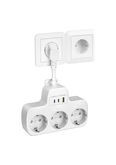 Çoklu Kablolu Priz Çoğaltıcı Priz Dönüştürücü 1usb 2type C Girişli Yüksek Akım Korumalı Fiş
