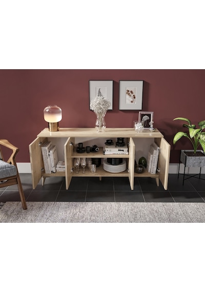 Kznhome Çok Amaçlı Meşe Konsol - Tamamı 1. Kalite Mdf