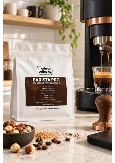 Barista Pro Filtre Ve Espresso Harmanı 200 Gr Natural Ve Yıkanmış Medium Kavrum - Espresso Makinesi İçin Öğütülmüş