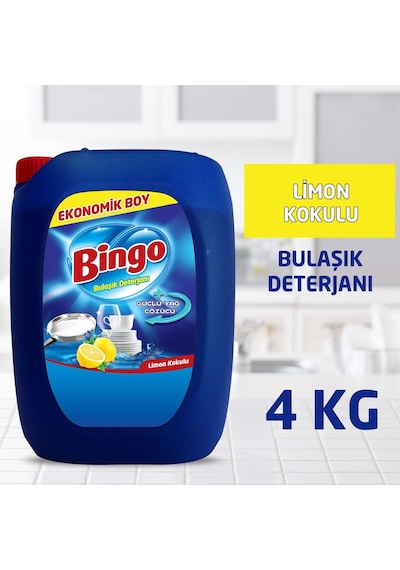 Bingo Limon Kokulu Elde Sıvı Bulaşık Deterjanı 4 x 4 KG
